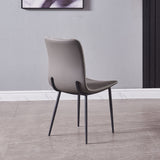 Silla de comedor gris sin brazos Juego de 2 sillas de comedor tapizadas con respaldo alto de cuero sintético