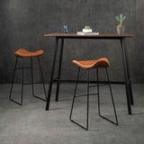 Brown Counter Height Bar Stool PU Leather Counter Stool with Footrest Metal