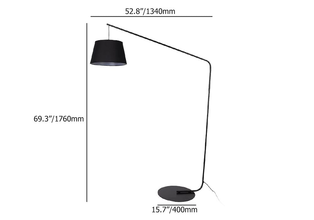 69" Black Powder Metal Floor Lamp Overarching Standing Lamp