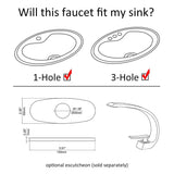 Modern Single Hole 1-Handle C-Shaped Curved Spout Bathroom Sink Faucet with Pop Up Drain in Brushed Nickel