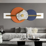 白とオレンジのデザインの重複デザインのモダンな丸い金属壁の装飾