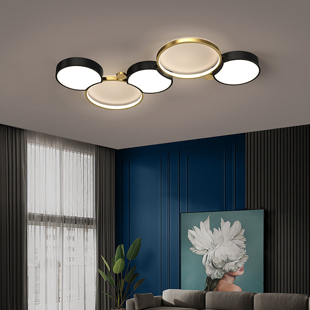 Modern Semi Flush Mount Lighting Black Ceiling Light Fixture LED