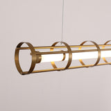 Luz colgante lineal de luz de isla de cocina de cilindro de oro moderno para comedor