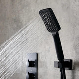 Sistema de ducha de lluvia tipo cascada montado en la pared con 3 rociadores corporales en negro mate