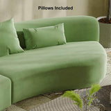 Sofá seccional moderno de terciopelo verde curvo de 109 ", sofá de 4 plazas tapizado con almohadas