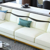 110.2" Modern Faux Leather 4-Seater Sofa with Stainless Steel Frame-Furniture,Living Room Furniture,Sofas &amp; Loveseats