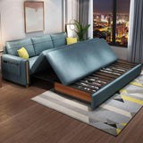 Sofá cama con brazo azul de 81.1" con almacenamiento y bolsillos laterales