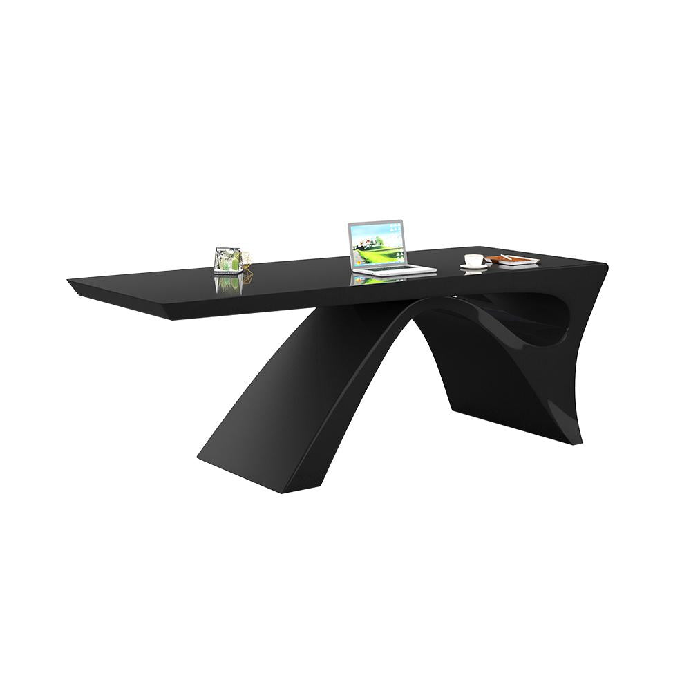 71" Modern White Computer Desk Rectangular Executive Desk with Abstract Base