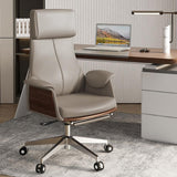 Silla de escritorio de oficina de cuero reclinable Silla ejecutiva de color caqui giratoria ajustable con respaldo alto
