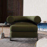 Chaise d'accent rembourrée boucle vert moderne avec dos rond