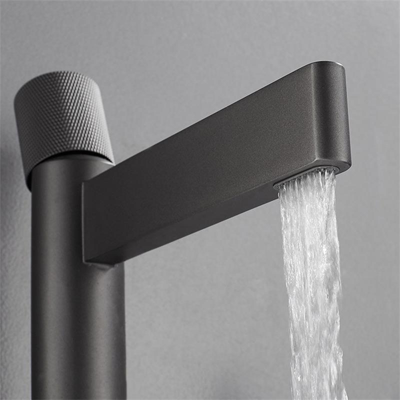 Waterfall Spout Single Handle Bathroom Vessel Sink Faucet Solid Brass