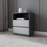 Gray Modern MDF Chest with 2 Drawers and 1 Shelf
