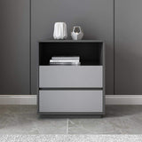 Gray Modern MDF Chest with 2 Drawers and 1 Shelf-Cabinets &amp; Chests,Furniture,Living Room Furniture