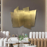 Décoration murale en acier inoxydable irrégulier de luxe art géométrique créatif en or