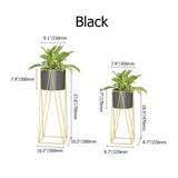 Gold Plant Pots Modern Planter with Gold Stand for Indoor&Outdoor Set of 2