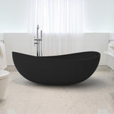 70" Contemporary Oval Freestanding Stone Resin Soaking Bathtub in Black