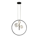 Schwarze Pendelleuchte minimalistische Glaskugel LED 3-Licht für Esszimmer