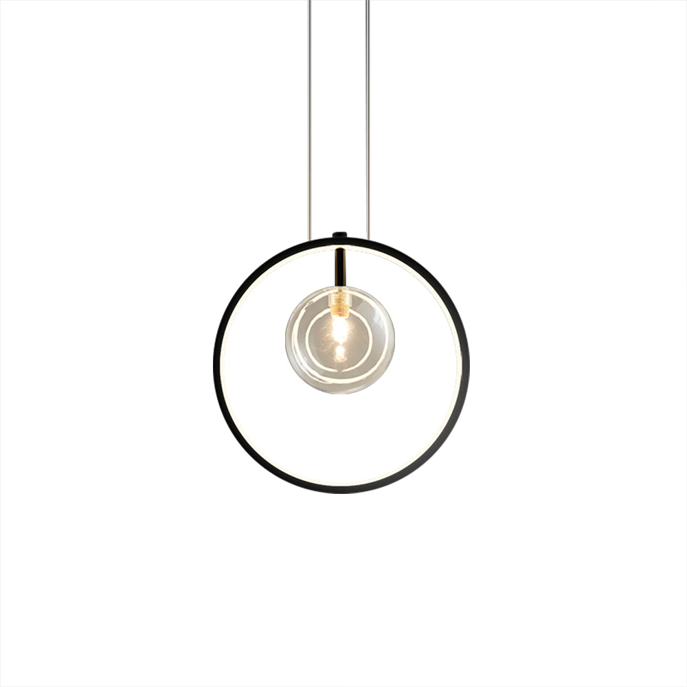 Black Pendant Light Minimalist Glass Globe LED 3-Light for Dining Room