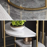 3-Tiered Gold End Table with Shelf Marble Top & Metal Frame Side Table-Richsoul-End &amp; Side Tables,Furniture,Living Room Furniture