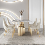 63 "Table à manger contemporaine rectangle en or avec dessus de pierre