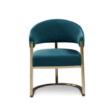 Contemporary Blue Leath-Aire Accent Chair with Frame in Brushed Champagne-Chairs &amp; Recliners,Furniture,Living Room Furniture