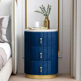 Modern Nightstand Gray Round Nightstand with 3 Drawers Nightstand with Storage