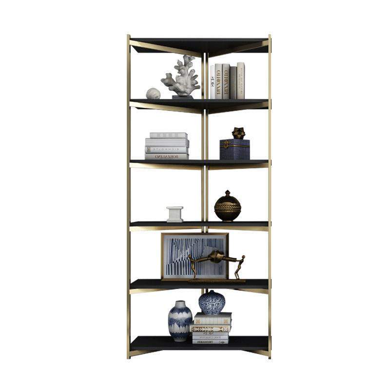 Contemporary Corner Shelf with Metal Frame-Bookcases &amp; Bookshelves,Furniture,Office Furniture
