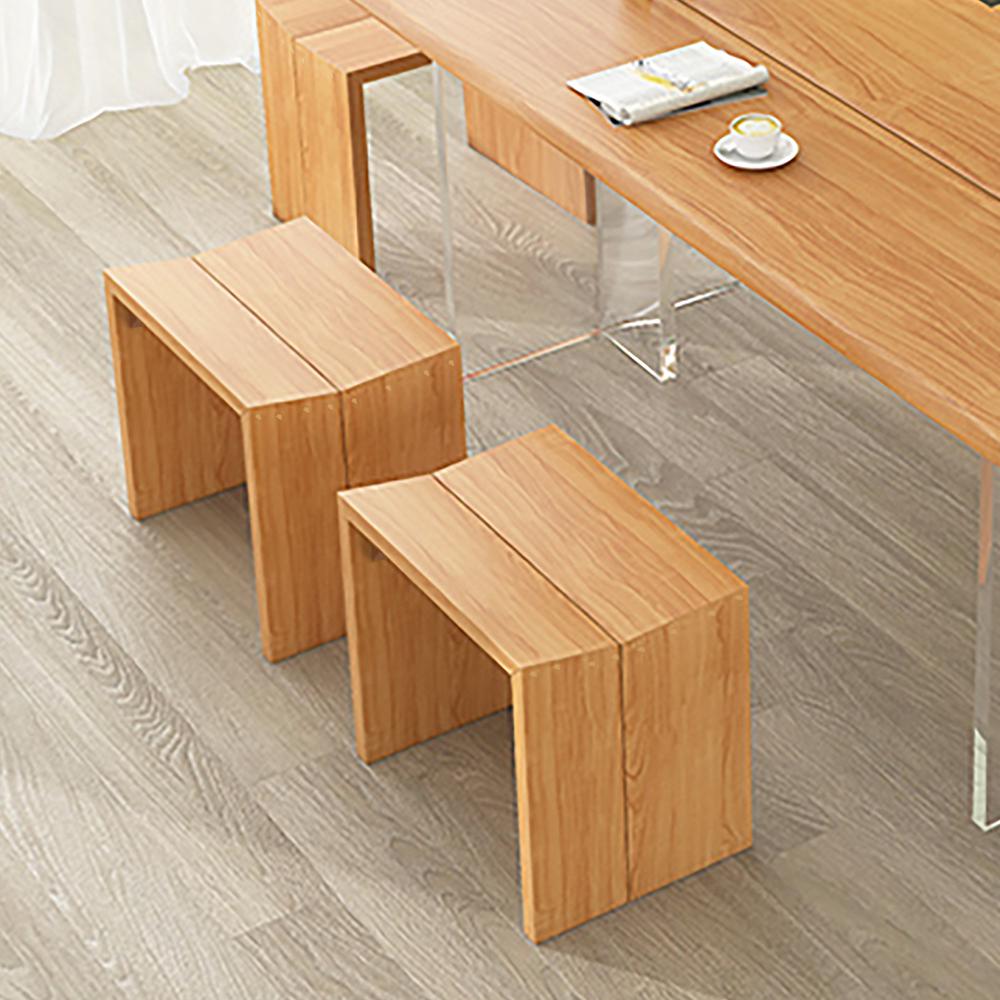 Farmhouse Modern Backless Dining Chair Wood Dining Stool Black (Set of 2)