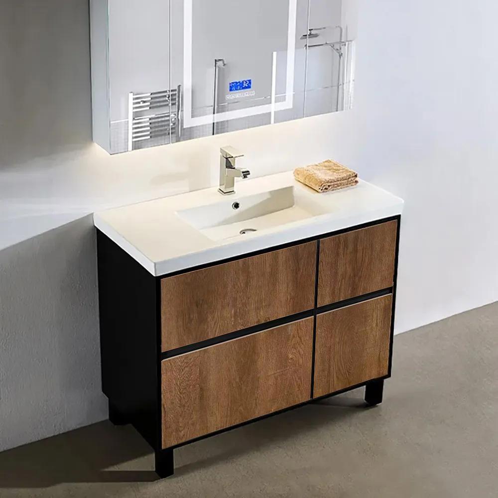 36" Free-Standing Bathroom Vanity with Sink Rustic Single Sink Vanity with Drawers