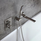 Robinet de remplissage de baignoire à baignoire mural à nickel brossé ultramoderne avec douche à main