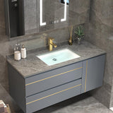 36" Floating Bathroom Vanity with Sink Stone Bathroom Vessel