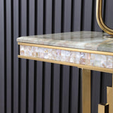 Mesa consola de mármol moderna de 59.1" Mesa de entrada estrecha con base de acero inoxidable dorado
