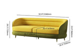 Sofá moderno tapizado en terciopelo amarillo y verde de 93" para 3 plazas con patas doradas