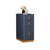 Off White 3-Drawer Nightstand Narrow Bedside Table with Faux Leather Upholstery