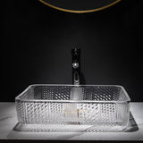Diseños transparentes del fregadero del lavado del fregadero del cuarto de baño del rectángulo de cristal para el sitio del cuarto de baño