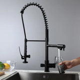 Modern Kitchen Faucet with Sprayer Brass Pull Down Faucets Chrome Single Hole 3-in-1