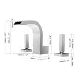 Contemporary Widespread Waterfall Spout Deck Mounted Bathroom Sink Faucet Double Handle Solid Brass in Polished Chrome