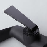 Contemporary Single Flat Handle One Hole Bathroom Sink Faucet Solid Brass in Matte Black