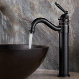 Adena Classical Design - Grifo para lavabo de baño con un solo orificio y 1 manija en acabado negro envejecido