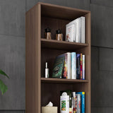 Ultic Modernes und minimalistisches Bücherregal mit 3 Regalen und 2 Schubladen in Nussbaum