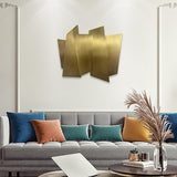 Décoration murale en acier inoxydable irrégulier de luxe art géométrique créatif en or