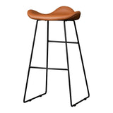 Tabouret de bar à hauteur brun tabouret en cuir pu tabouret de comptoir en cuir avec repose-pied en métal