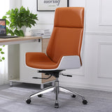 Faux Leather Office Chair Desk Chair with Wheels & Adjustable Height