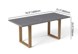 7-teiliges modernes Ess-Set für den Außenbereich mit Tisch mit Marmorplatte und Stuhl aus geflochtenem Seil in Grau