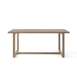 Juego de comedor moderno para exteriores de 7 piezas con mesa y silla rectangulares de madera de teca en color natural