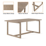 7 pièces Ensemble de restauration extérieure moderne avec table et chaise en bois en teck rectangle en naturel