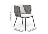 Juego de comedor de exterior de 7 piezas con tapa de mármol de imitación y mesa de aluminio y silla de cuerda tejida