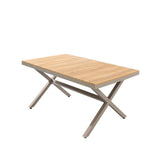 Juego de comedor de exterior de 7 piezas con mesa rectangular y sillón de ratán trenzado en color natural