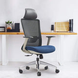 Moderner Bürostuhl aus blauem Mesh mit drehbarer und höhenverstellbarer Rückenlehne