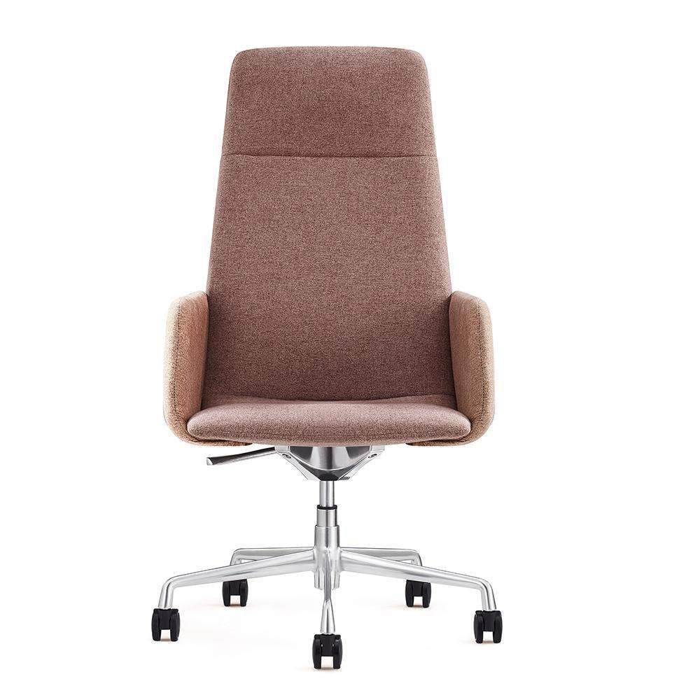 Minimalist Light Coffee Executive Office Chair with Swivel & Adjustable Height-Furniture,Office Chairs,Office Furniture